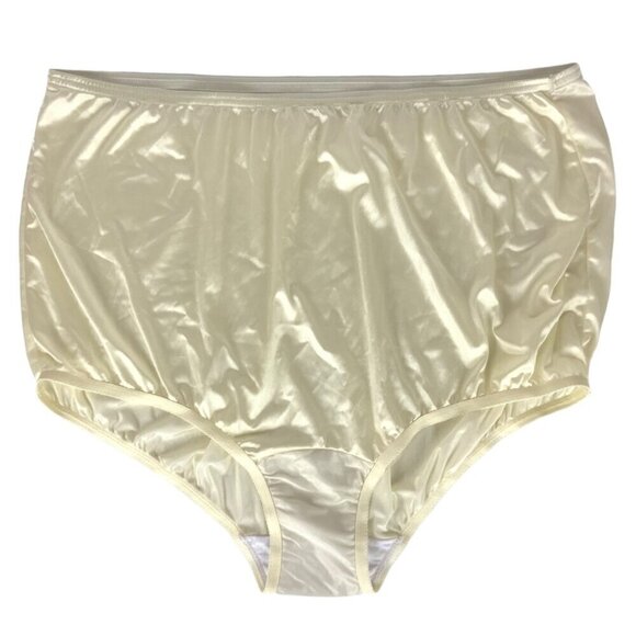 Vanity Fair Womens Silky Nylon Brief Panties Sz 10/3XL Beige Ivory Semi Sheer - Picture 1 of 4